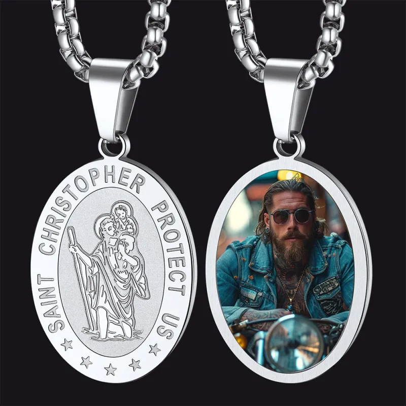 Personalized Saint Christopher Picture Necklace for Men sold by FaithHeart