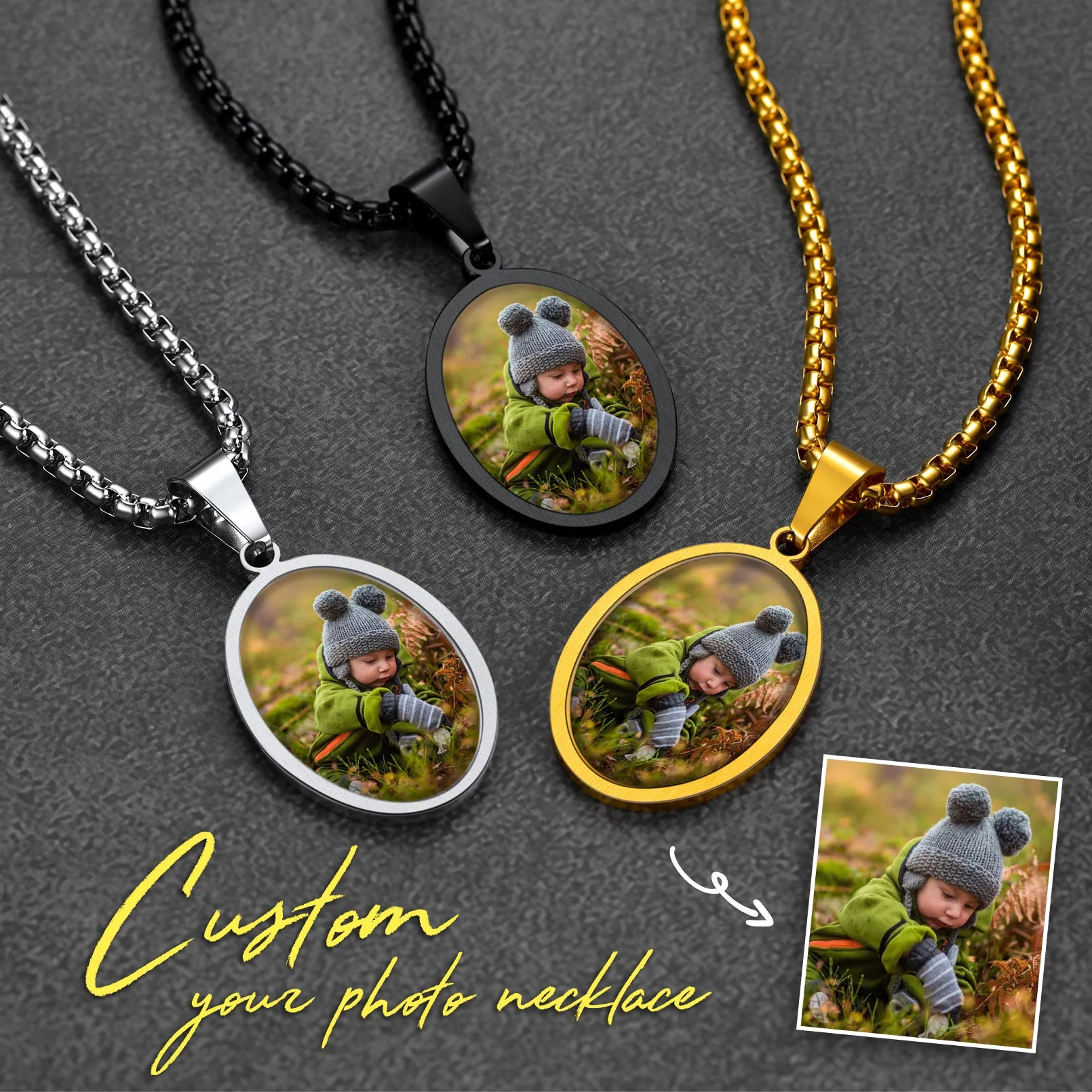 Personalized Saint Christopher Picture Necklace for Men sold by FaithHeart product image thumbnail 5