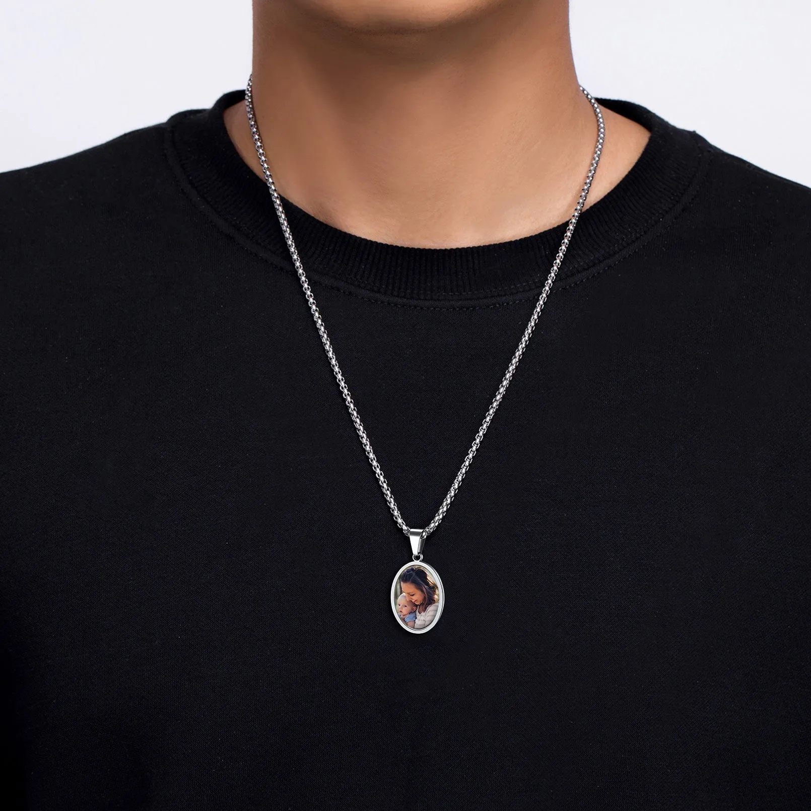 Personalized Saint Christopher Picture Necklace for Men sold by FaithHeart product image thumbnail 4