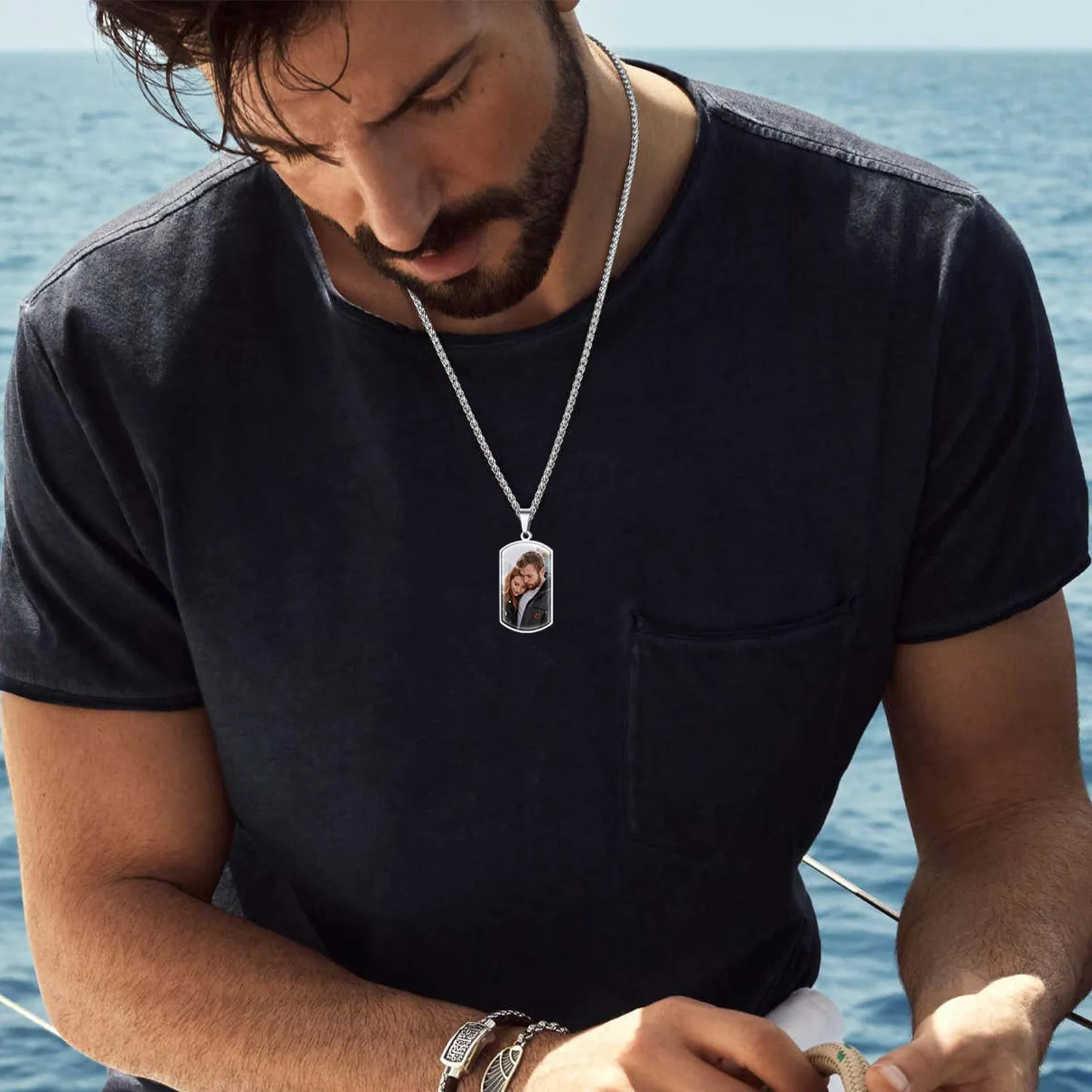 Personalized Double-side Photo Dog Tag Necklace with Picture for Men Women sold by FaithHeart product image thumbnail 3