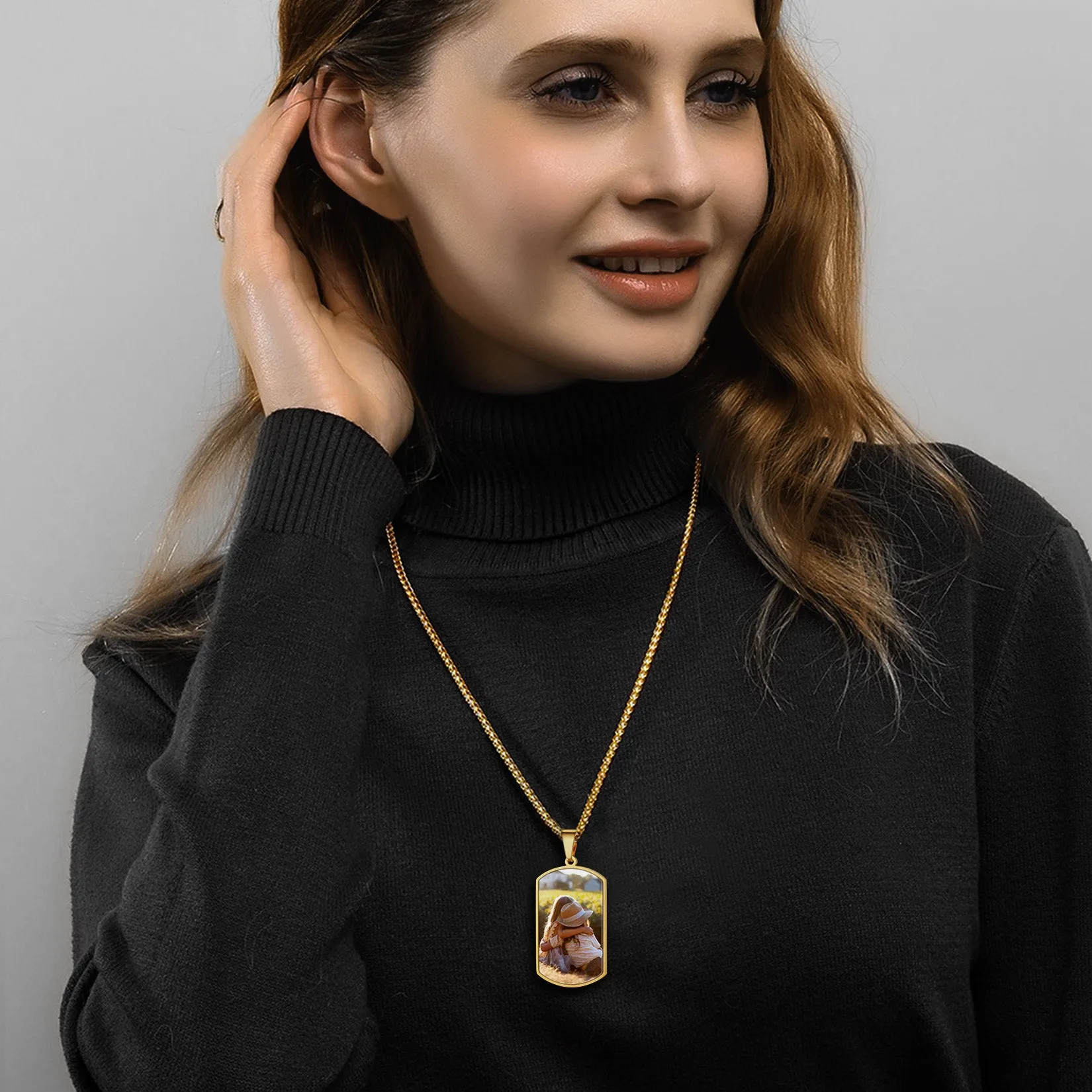 Personalized Double-side Photo Dog Tag Necklace with Picture for Men Women sold by FaithHeart product image thumbnail 4