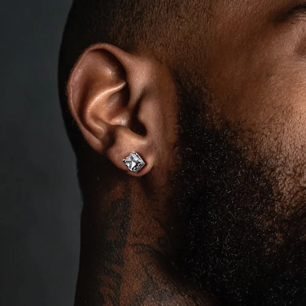 Celtic Diamond Stud Earrings in Sterling Silver for Men Women sold by FaithHeart product image thumbnail 4