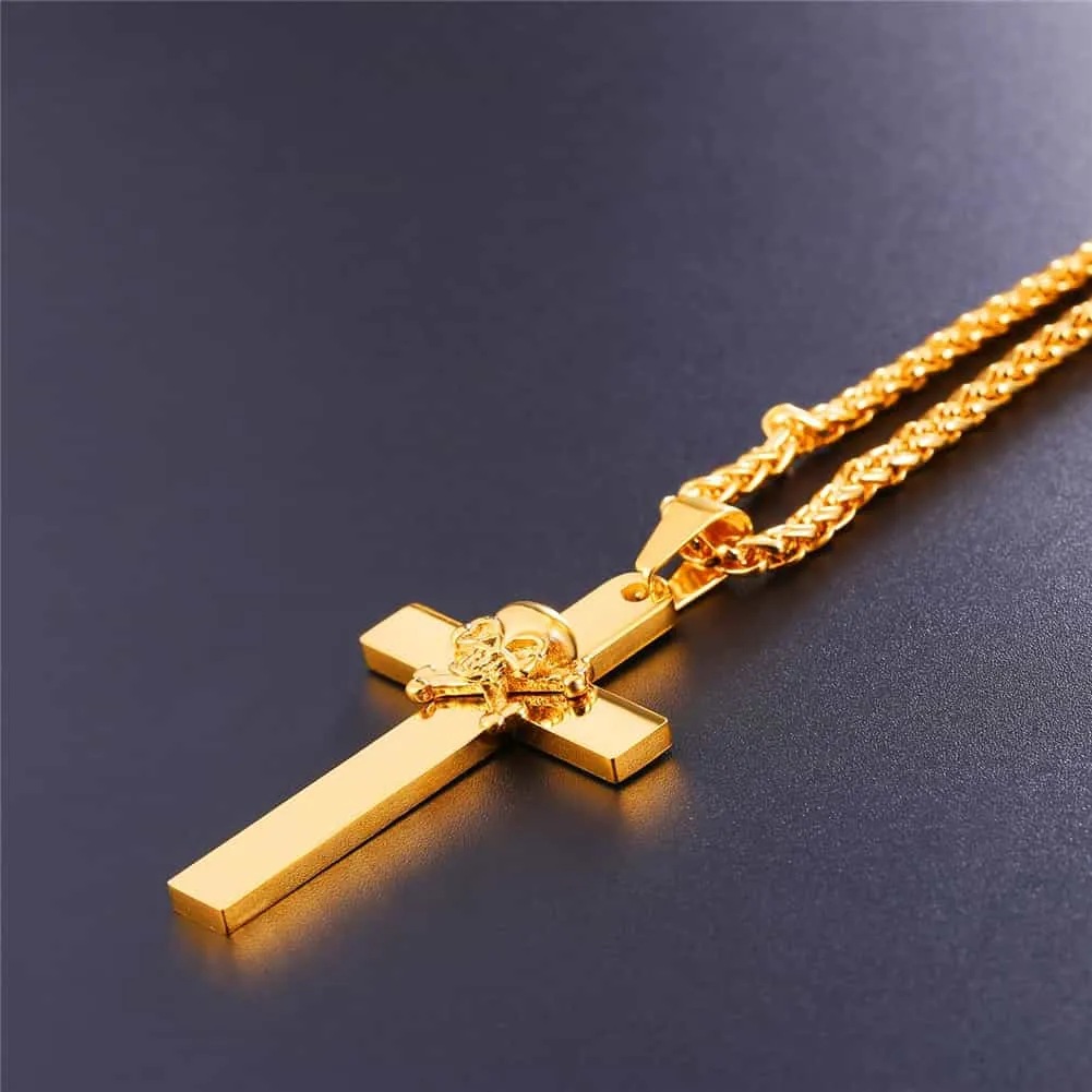 Punk Skull Cross Necklace for Men sold by FaithHeart product image thumbnail 3