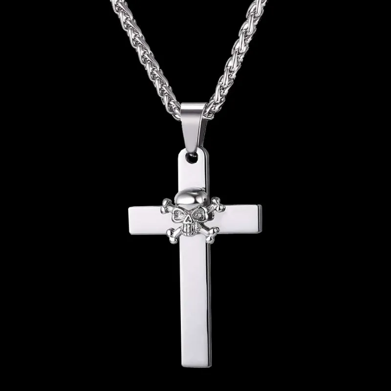 Punk Skull Cross Necklace for Men sold by FaithHeart