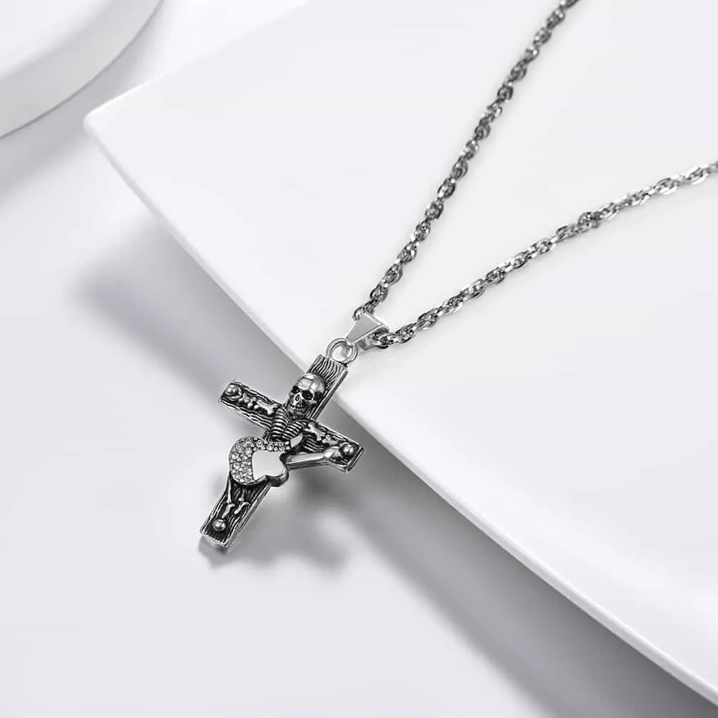 Punk Skull Guitar Cross Necklace for Men sold by FaithHeart product image thumbnail 2