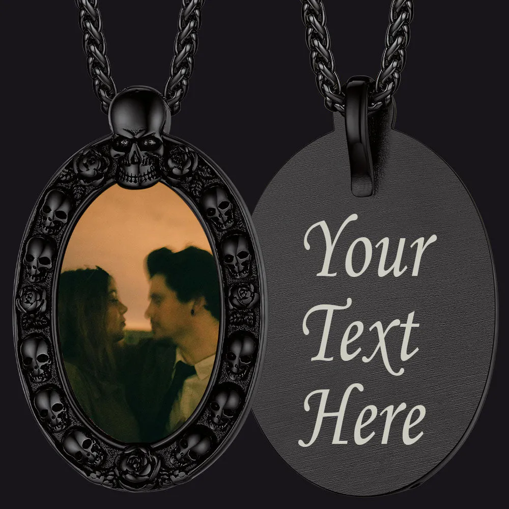 Personalized Photo Pendant Necklace with Skull for Men Women sold by FaithHeart