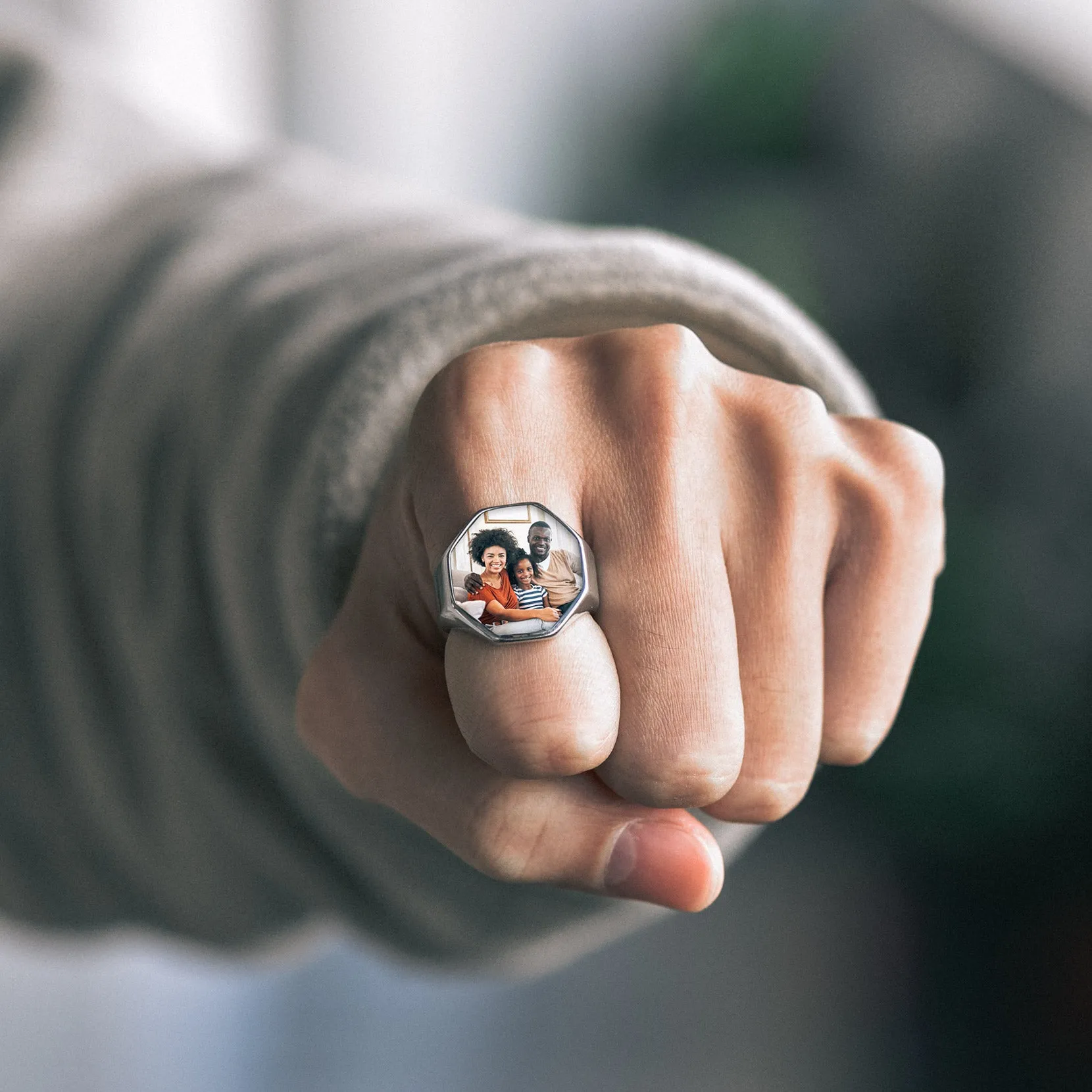 Personalized Octagon Signet Ring with Photo for Men sold by FaithHeart product image thumbnail 2