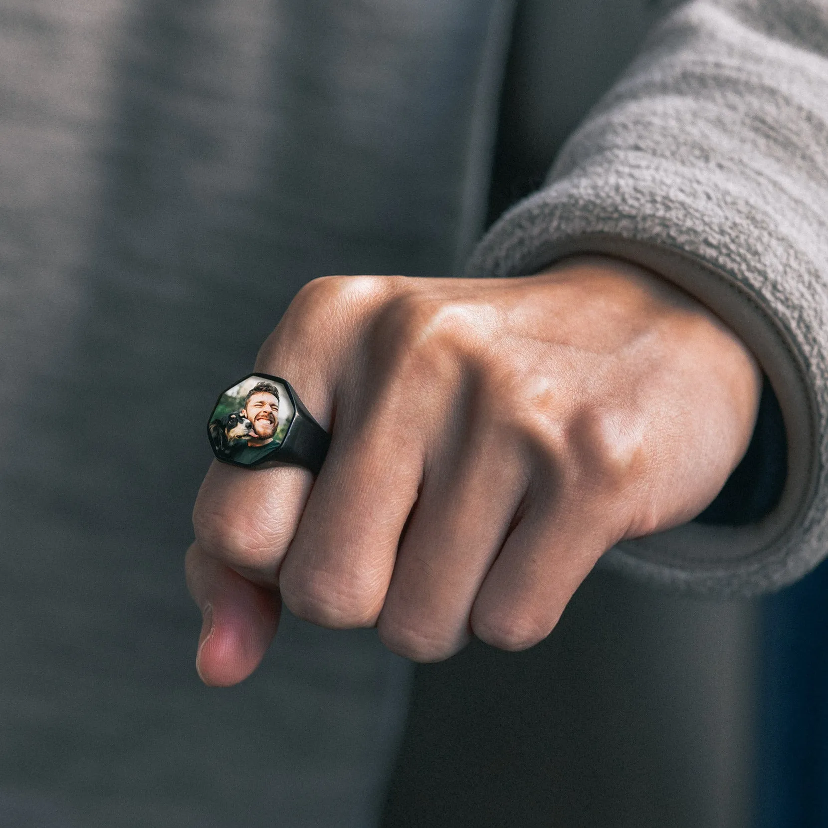 Personalized Octagon Signet Ring with Photo for Men sold by FaithHeart product image thumbnail 3