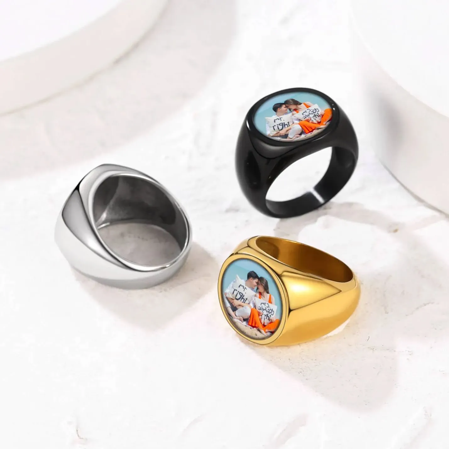 Personalized Photo Ring Memorial Gift For Men Women sold by FaithHeart product image thumbnail 4