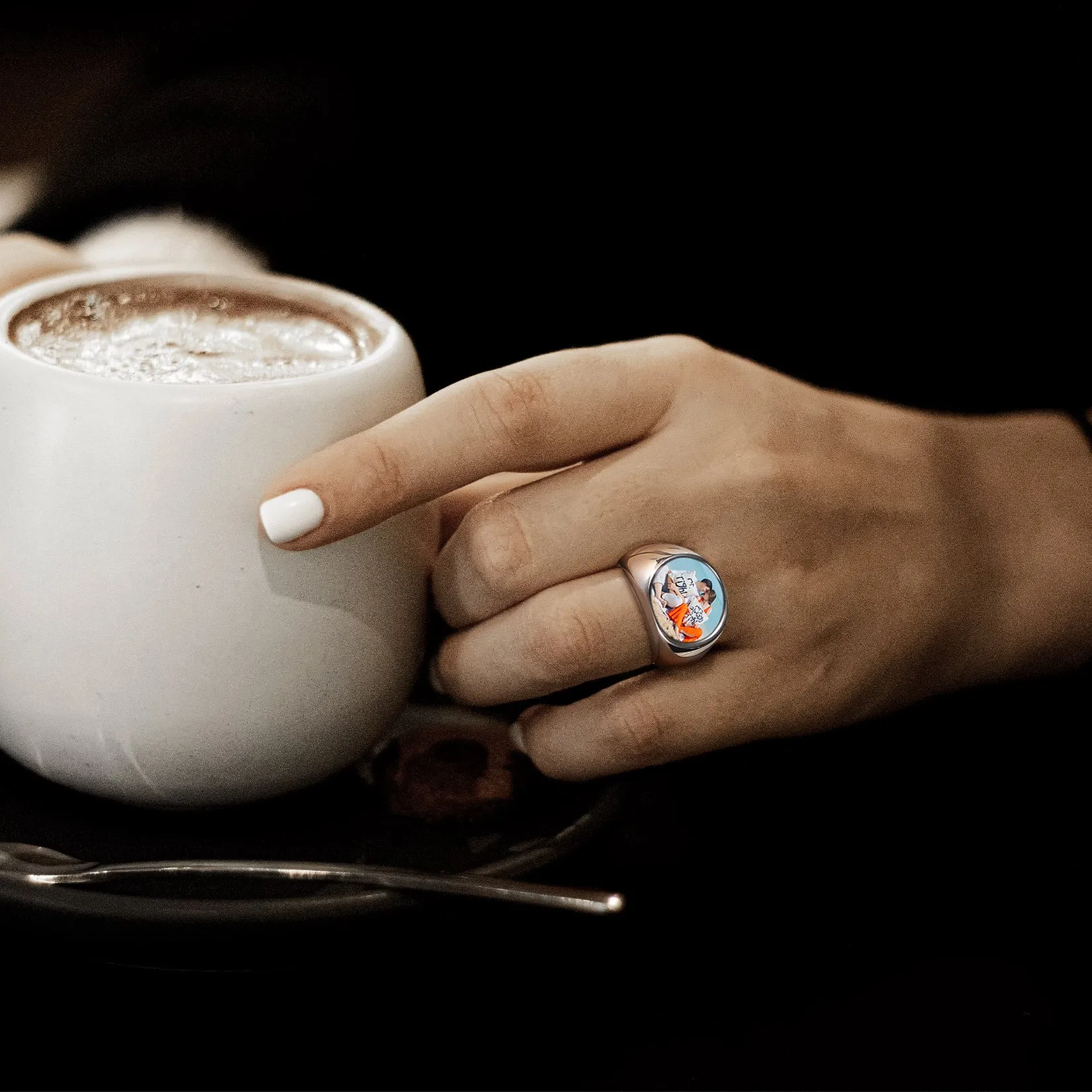 Personalized Photo Ring Memorial Gift For Men Women sold by FaithHeart product image thumbnail 3