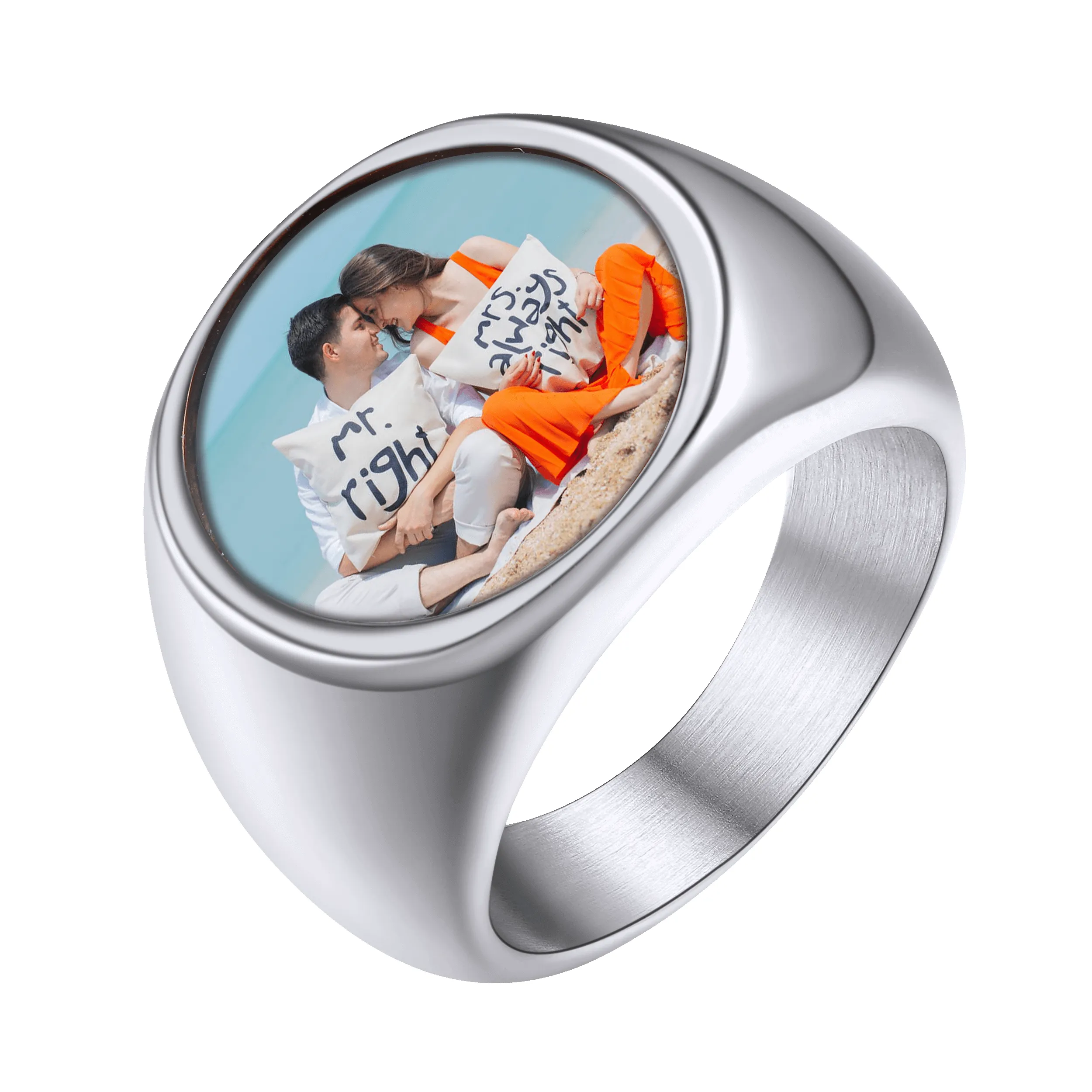 Personalized Photo Ring Memorial Gift For Men Women sold by FaithHeart