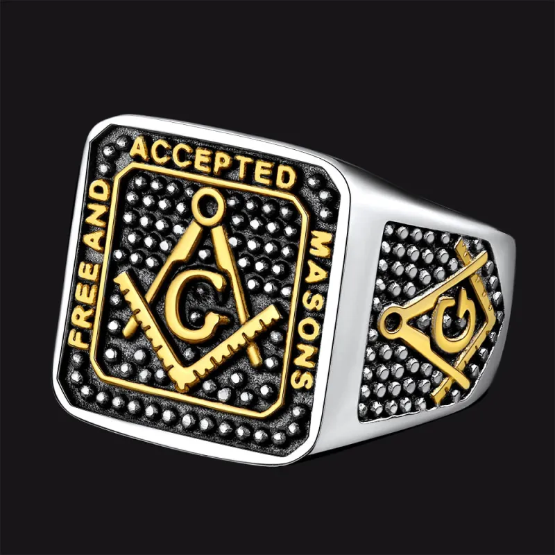 Flash Sale Masonic Freemason Stainless Steel Ring For Men sold by FaithHeart