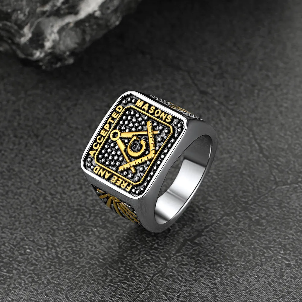 Flash Sale Masonic Freemason Stainless Steel Ring For Men sold by FaithHeart product image thumbnail 3