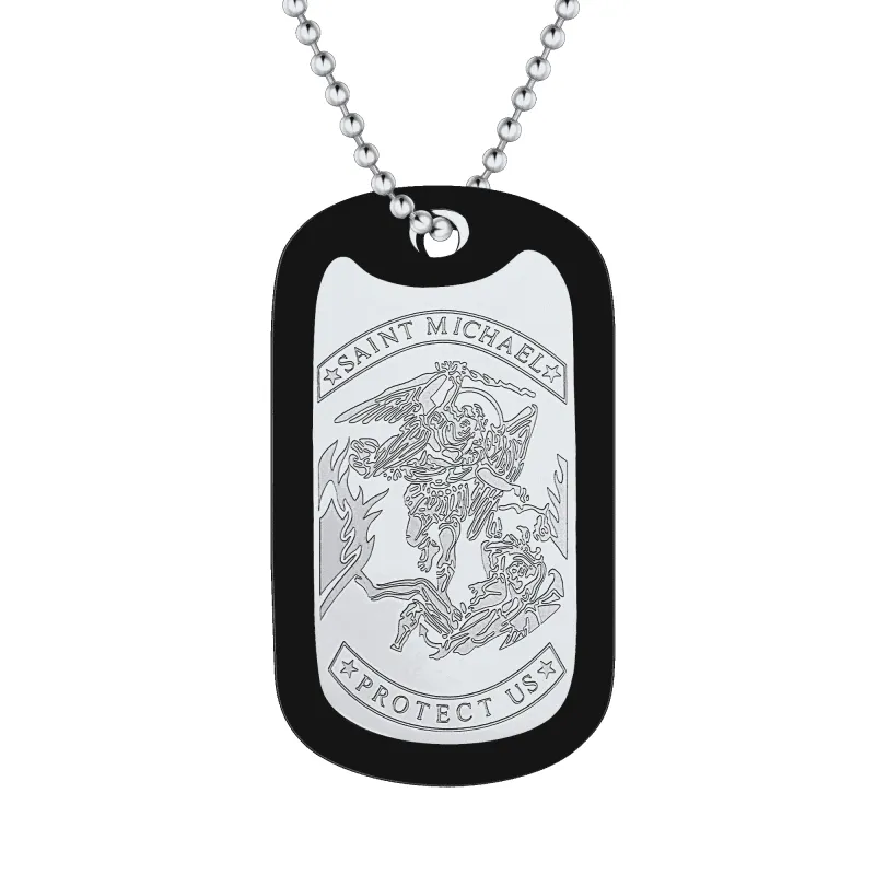 Engraved Military Saint Michael Necklace Dog Tag for Men sold by FaithHeart