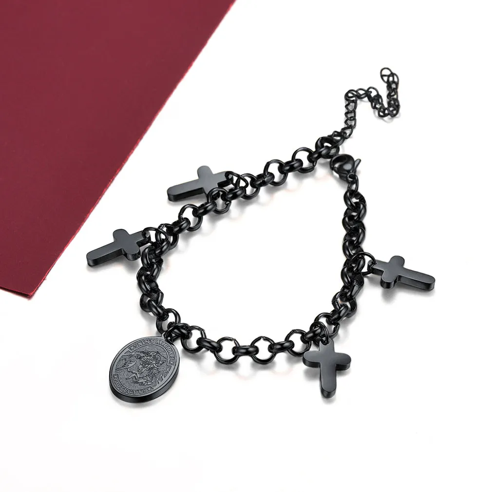 Patron St. Michael Charm Bracelet With Cross for Men sold by FaithHeart product image thumbnail 5