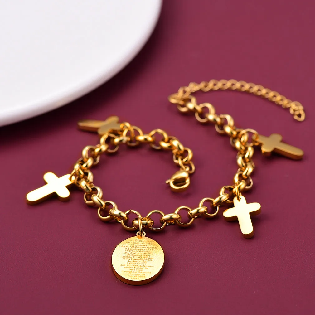 Patron St. Michael Charm Bracelet With Cross for Men sold by FaithHeart product image thumbnail 2