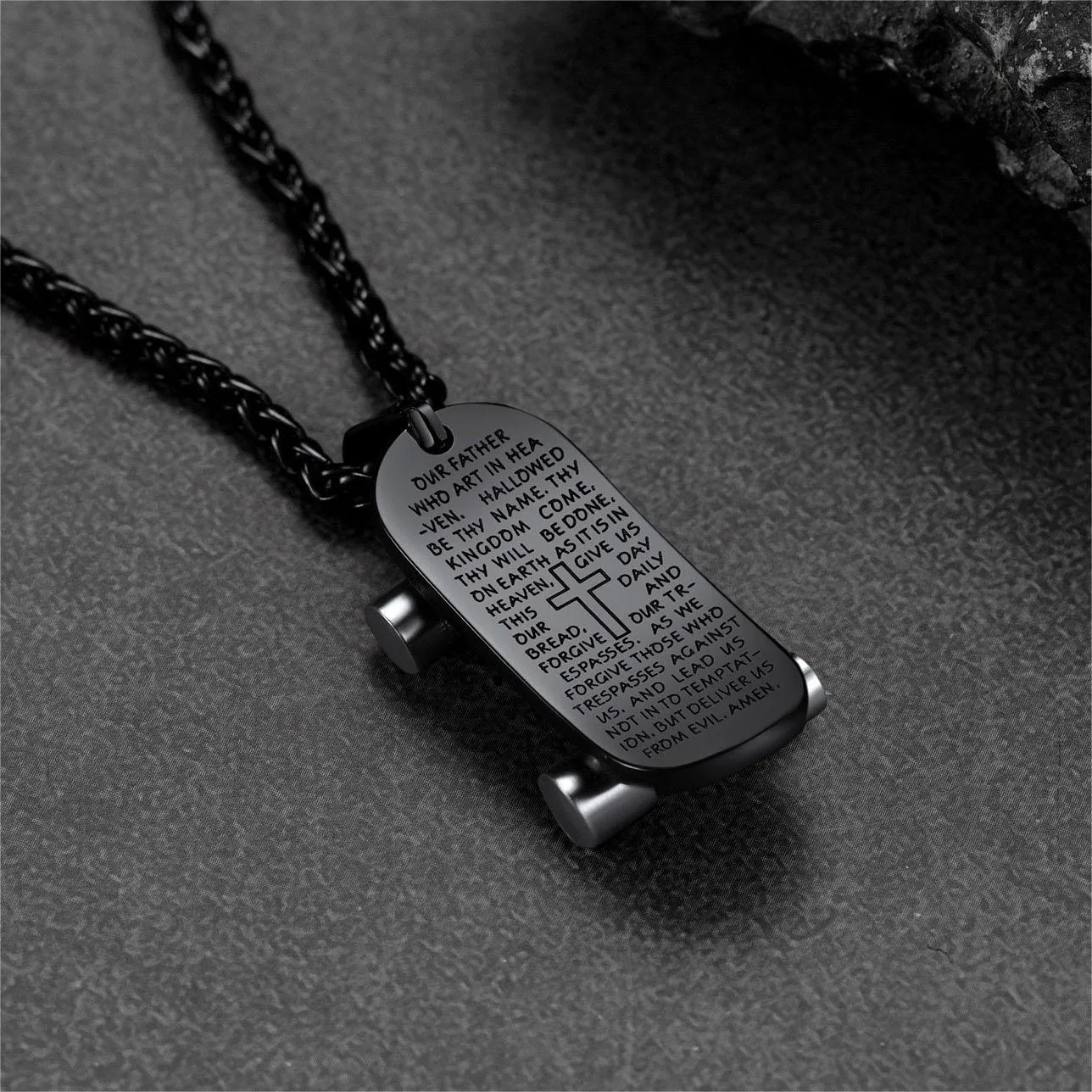 Christian Lord's Prayer Skateboard Necklace Pendant for Men sold by FaithHeart product image thumbnail 4