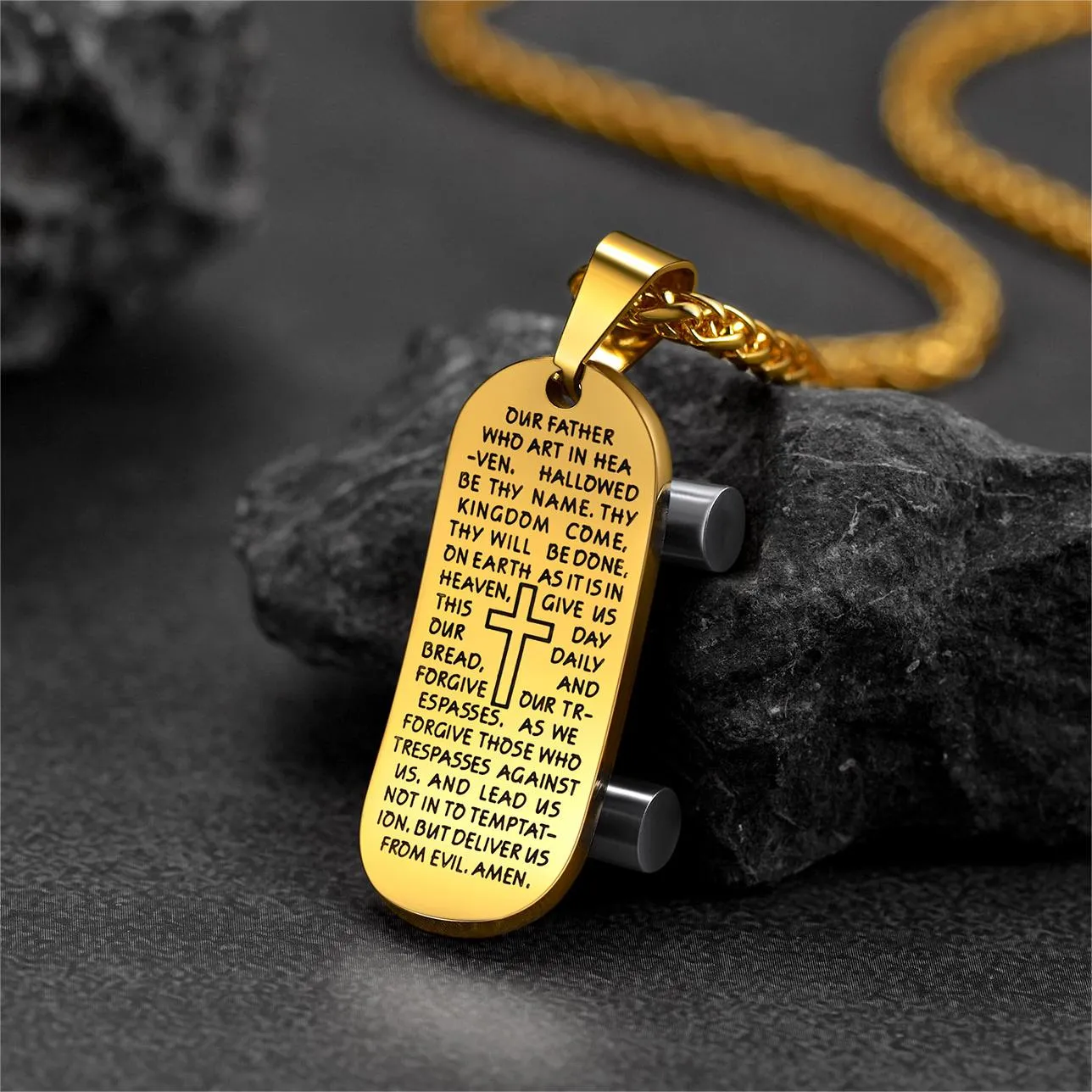Christian Lord's Prayer Skateboard Necklace Pendant for Men sold by FaithHeart product image thumbnail 5