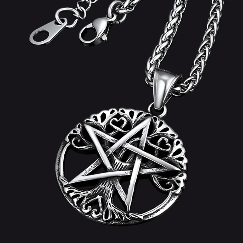 Pentagram Tree of Life Necklace Wicca Pendant for Men sold by FaithHeart