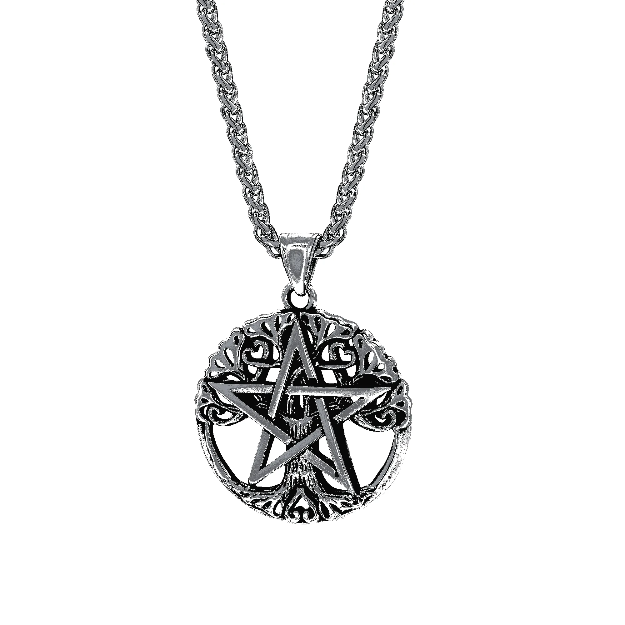Pentagram Tree of Life Necklace Wicca Pendant for Men sold by FaithHeart product image thumbnail 5