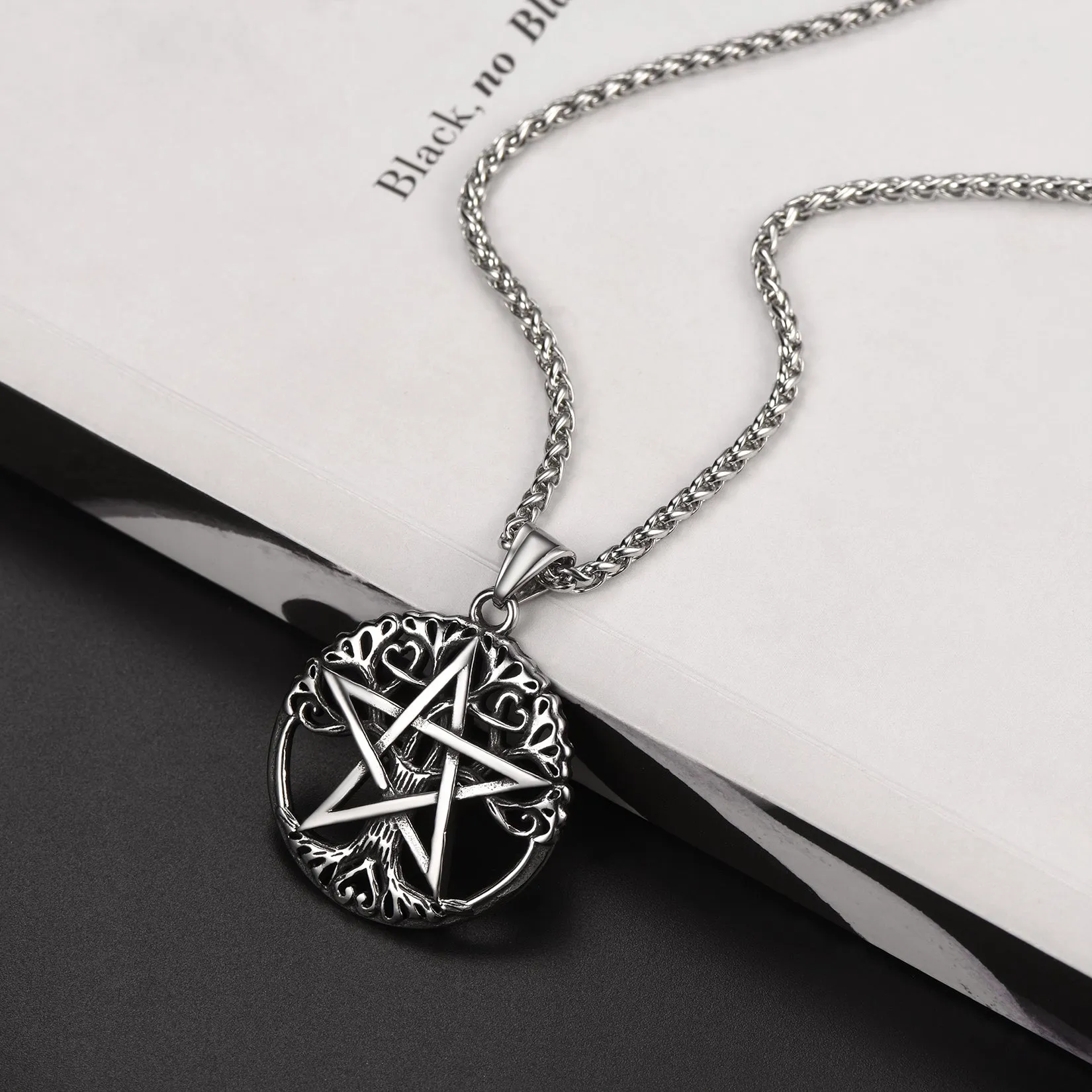 Pentagram Tree of Life Necklace Wicca Pendant for Men sold by FaithHeart product image thumbnail 4