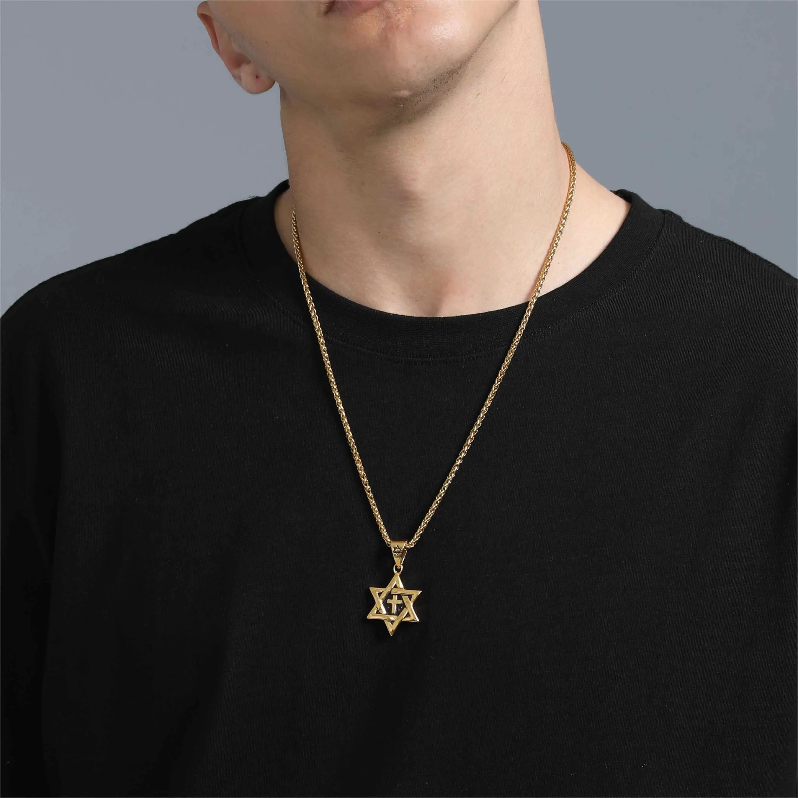 Jewish Star of David With Cross Necklace for Men sold by FaithHeart product image thumbnail 4