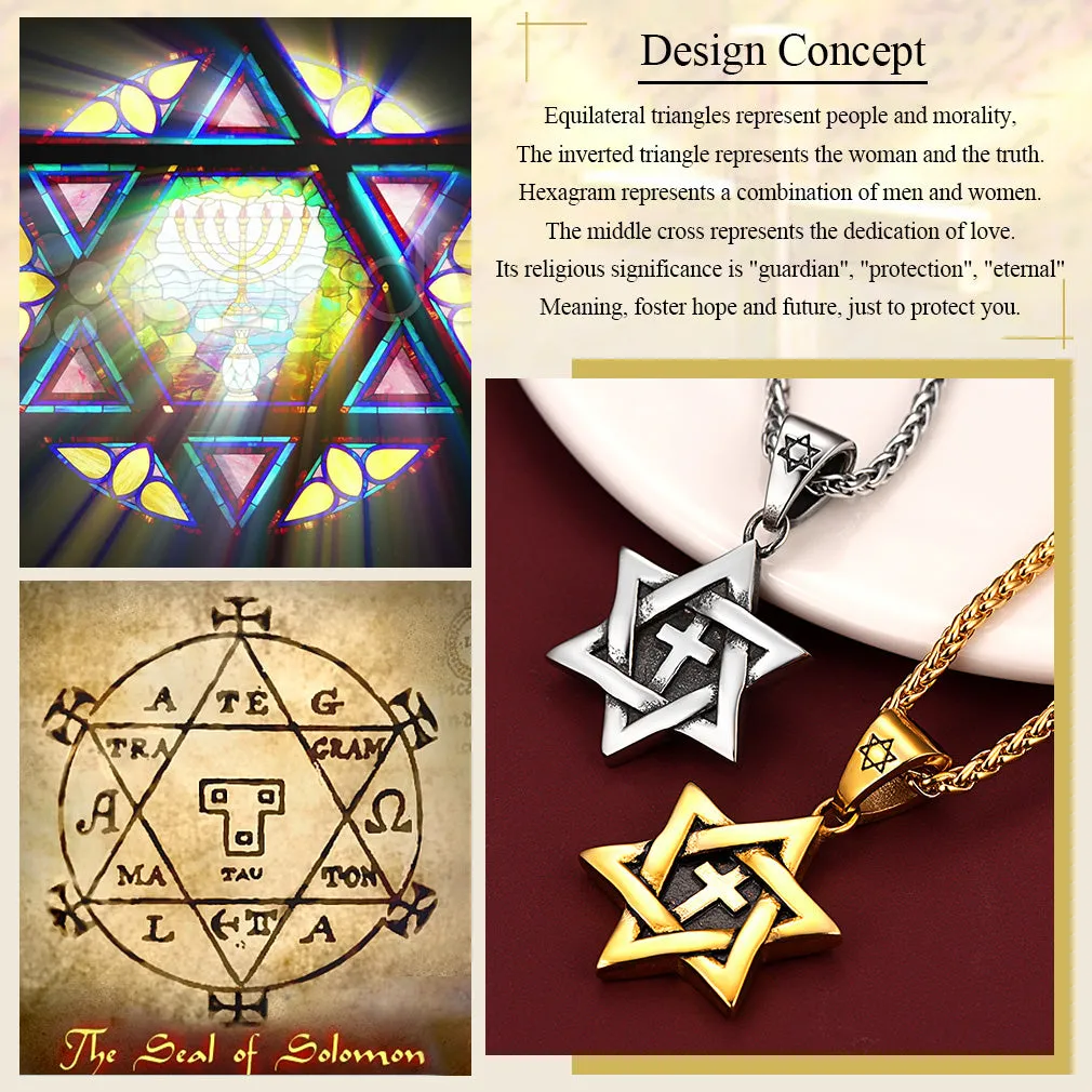 Jewish Star of David With Cross Necklace for Men sold by FaithHeart product image thumbnail 2