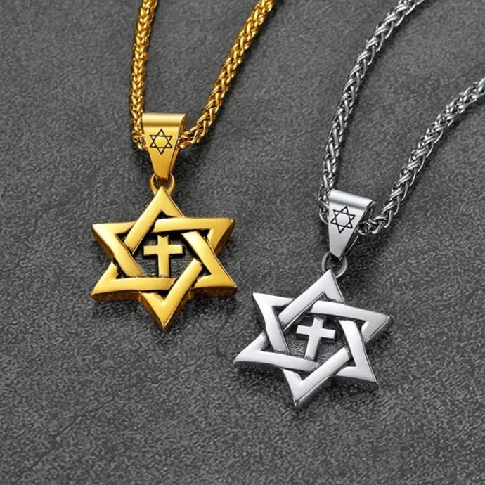 Jewish Star of David With Cross Necklace for Men sold by FaithHeart product image thumbnail 5