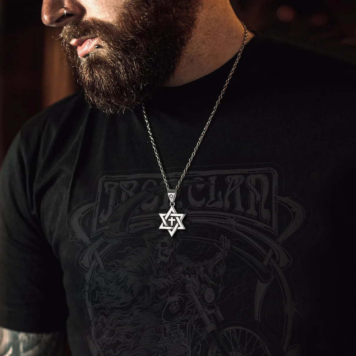 Jewish Star of David With Cross Necklace for Men sold by FaithHeart product image thumbnail 3