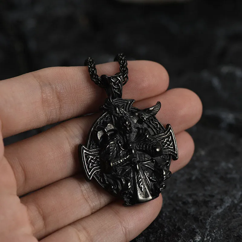 Norse Viking Odin Cross Pendant Necklace for Men sold by FaithHeart product image thumbnail 3