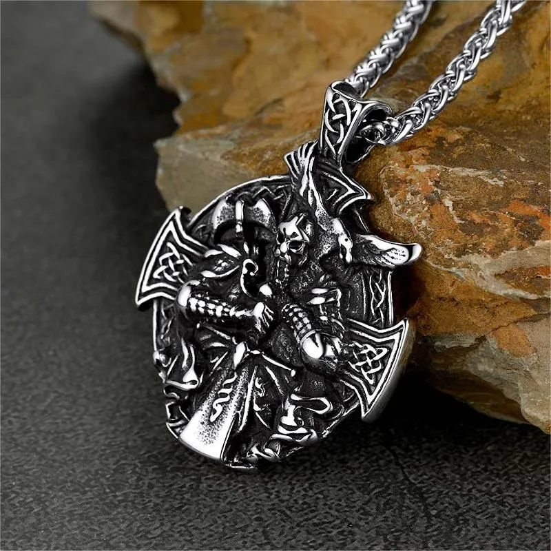 Norse Viking Odin Cross Pendant Necklace for Men sold by FaithHeart
