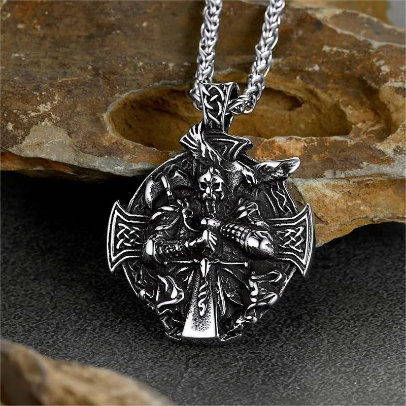Norse Viking Odin Cross Pendant Necklace for Men sold by FaithHeart product image thumbnail 5