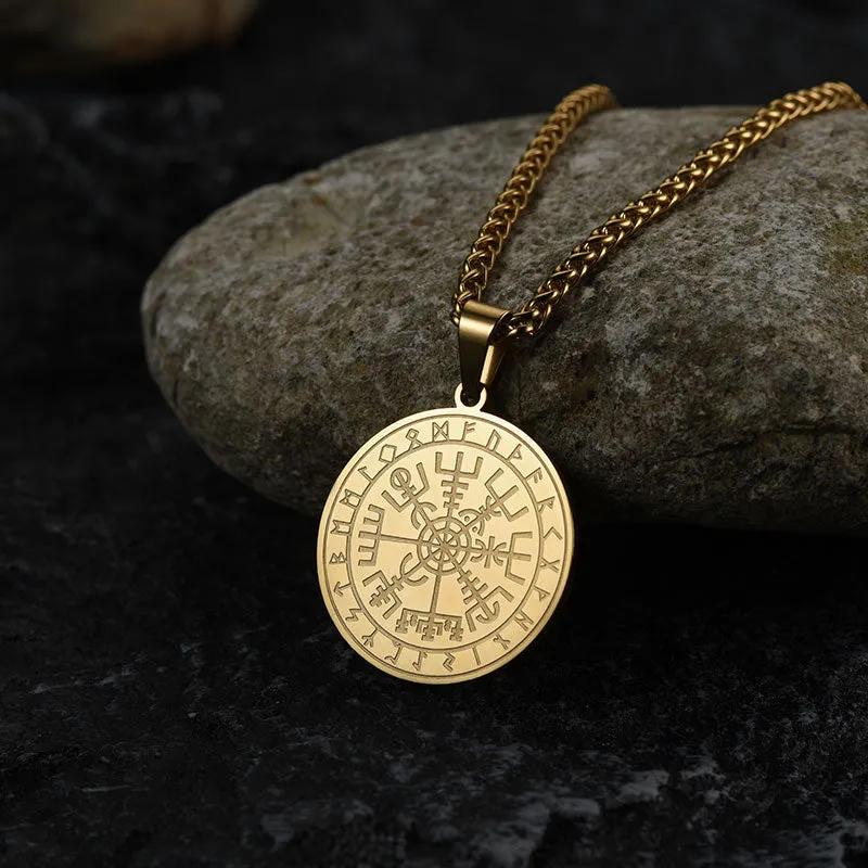 Viking Compass Coin Vegvisir Necklace With Rune sold by FaithHeart product image thumbnail 4