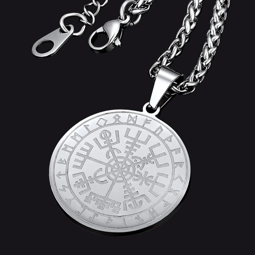 Viking Compass Coin Vegvisir Necklace With Rune sold by FaithHeart