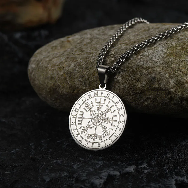 Viking Compass Coin Vegvisir Necklace With Rune sold by FaithHeart product image thumbnail 3