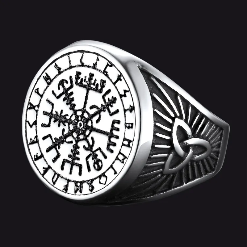 Norse Viking Compass Ring Vegvisir Signet Ring sold by FaithHeart