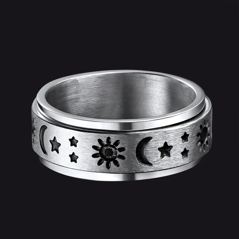 FaithHeart Moon Star Sun Ring Fidget Ring for Anxiety sold by FaithHeart