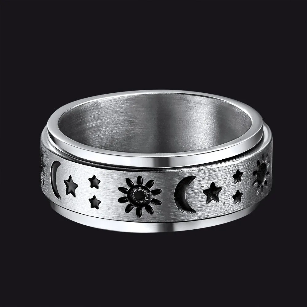 FaithHeart Moon Star Sun Ring Fidget Ring for Anxiety sold by FaithHeart