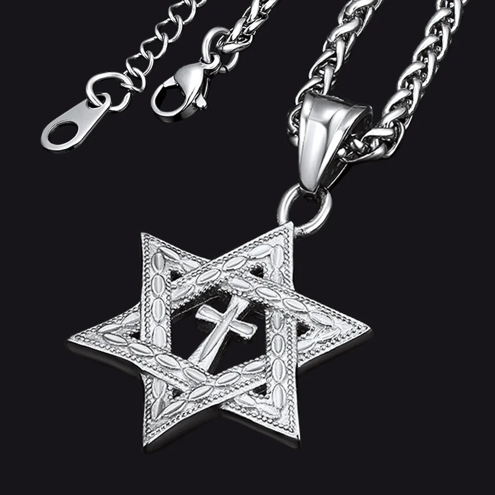 Jewish Star of David Cross Necklace For Men sold by FaithHeart