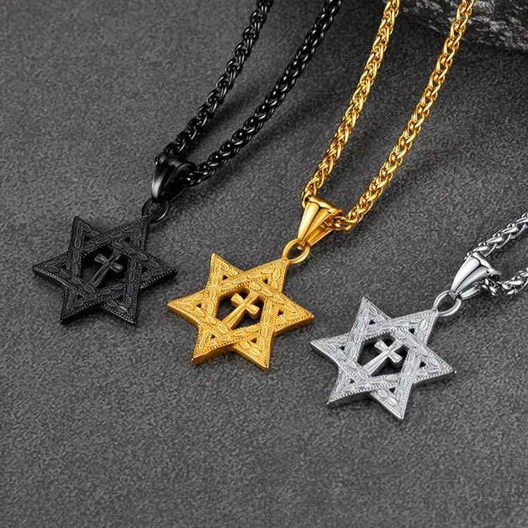 Jewish Star of David Cross Necklace For Men sold by FaithHeart product image thumbnail 2