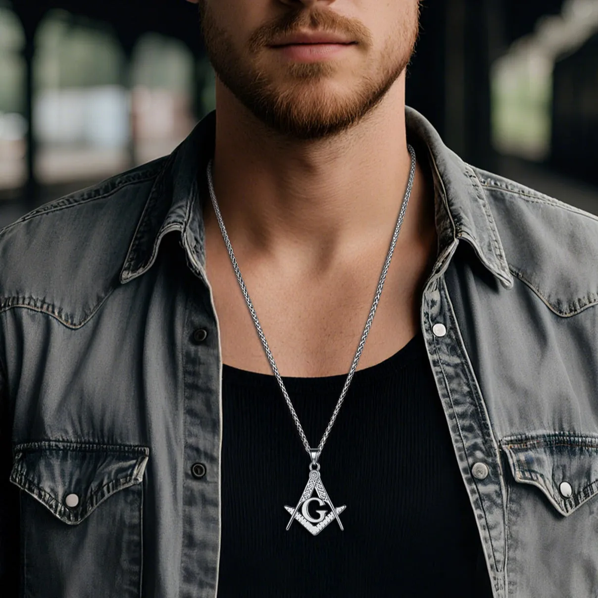 Classic Masonic Pendant Necklace for Freemason sold by FaithHeart product image thumbnail 2