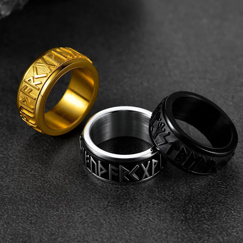Norse Viking Rune Fidget Anxiety Band Ring For Men sold by FaithHeart product image thumbnail 4