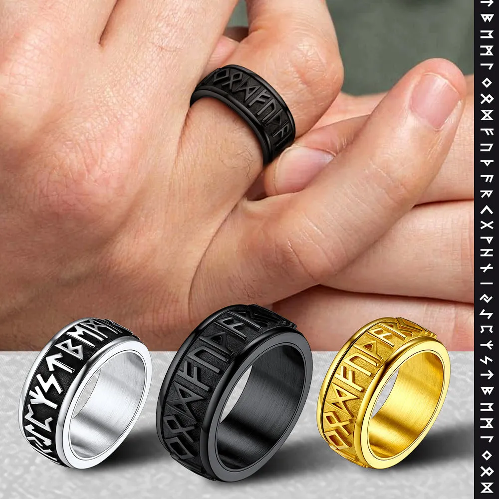 Norse Viking Rune Fidget Anxiety Band Ring For Men sold by FaithHeart product image thumbnail 2