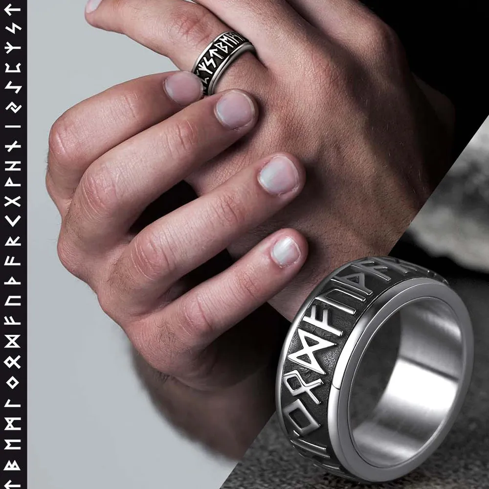 Norse Viking Rune Fidget Anxiety Band Ring For Men sold by FaithHeart product image thumbnail 3