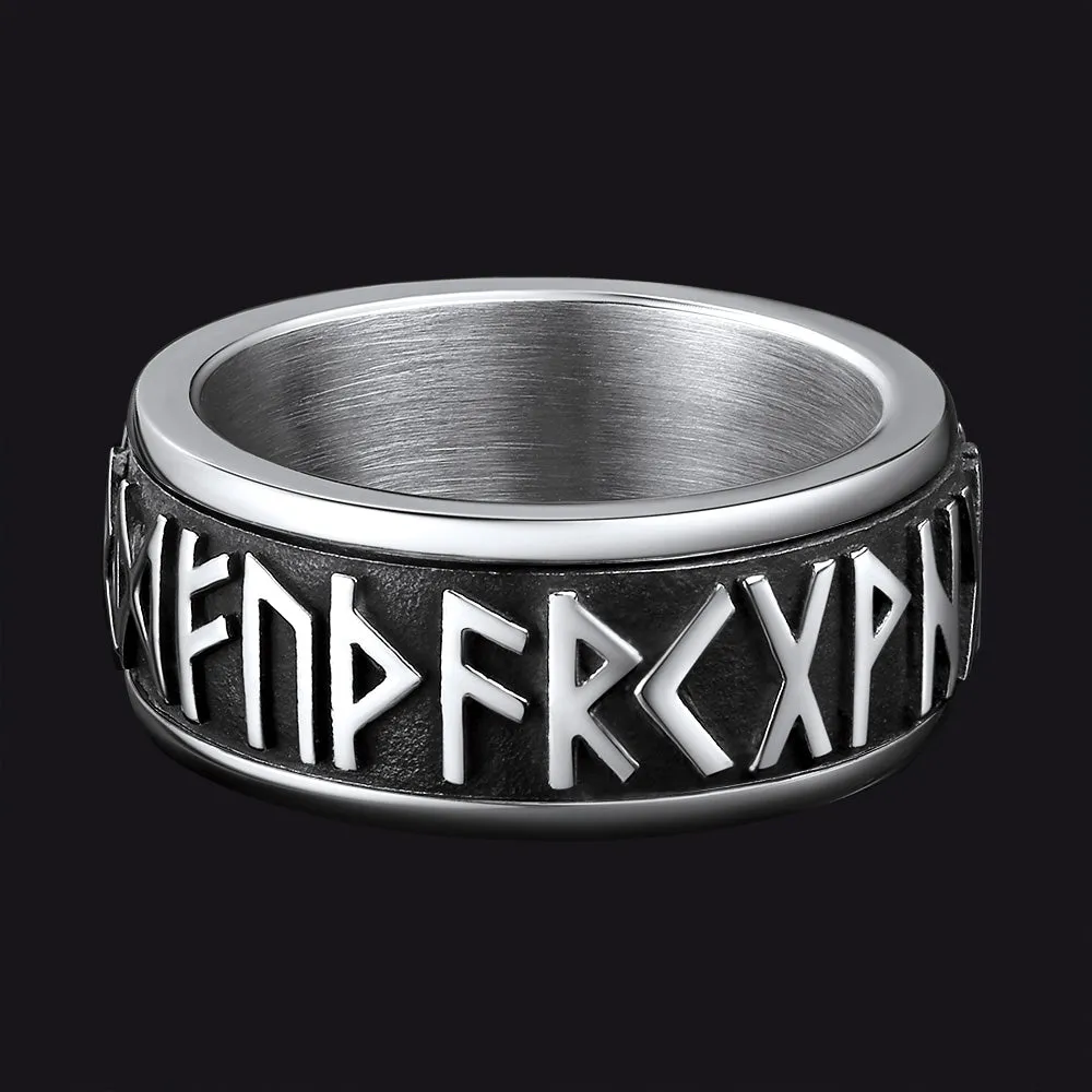 Norse Viking Rune Fidget Anxiety Band Ring For Men sold by FaithHeart