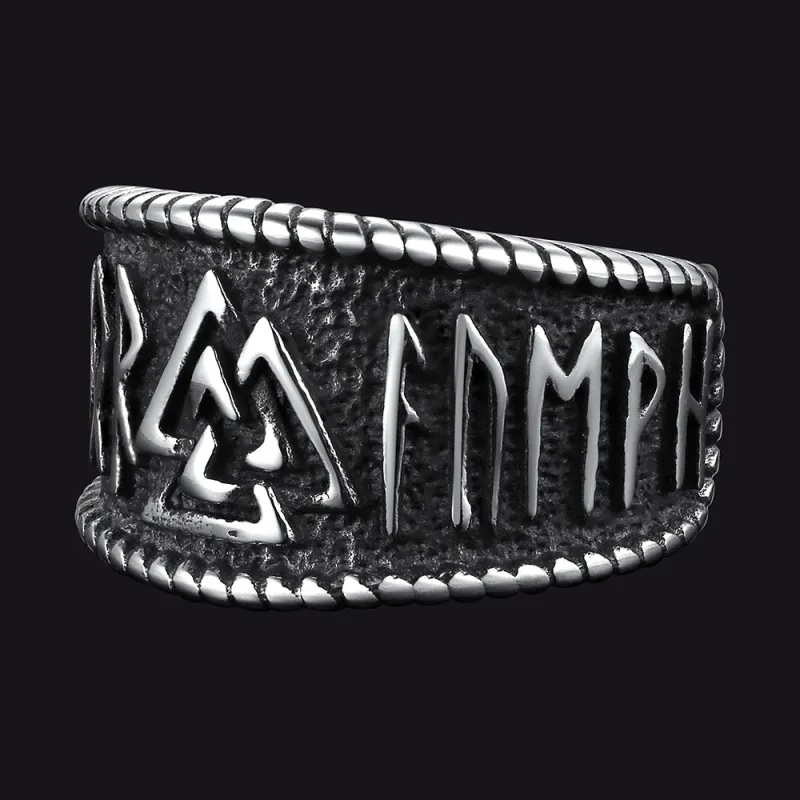 Norse Viking Valknut Ring with Rune for Men sold by FaithHeart