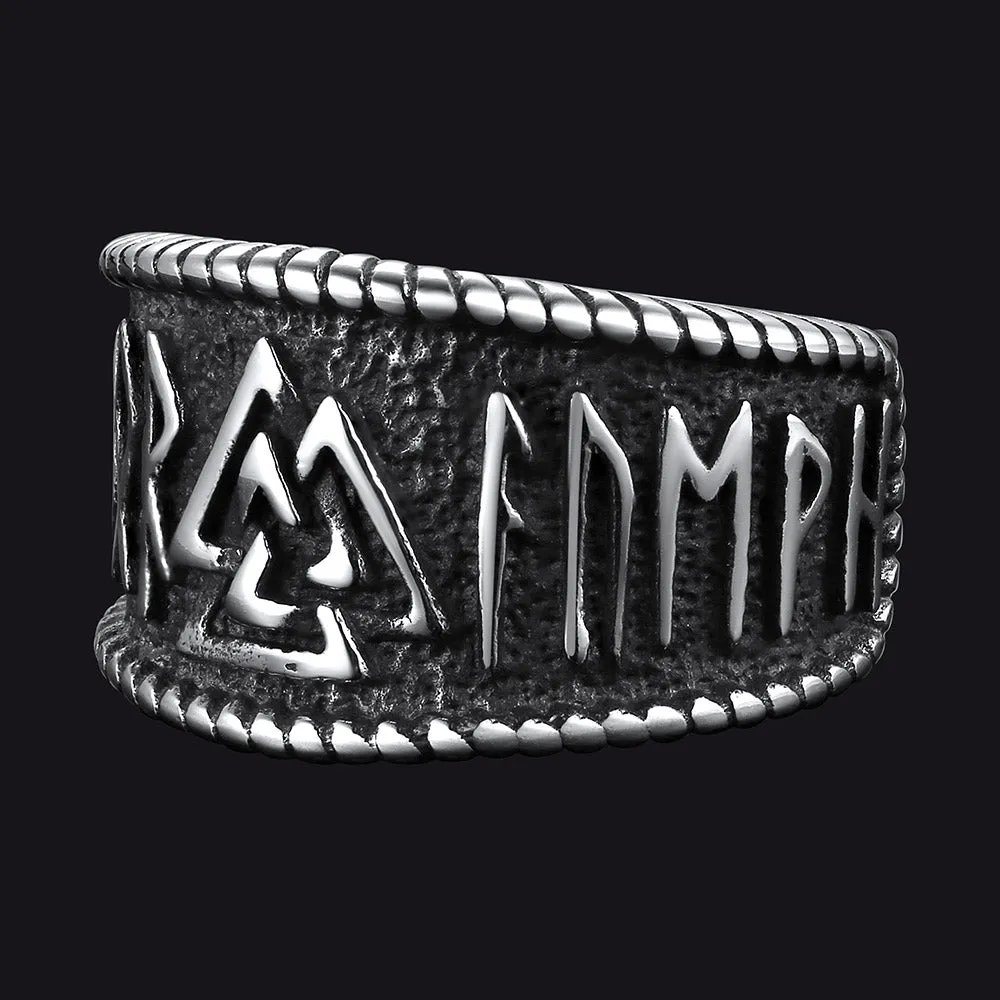 Norse Viking Valknut Ring with Rune for Men sold by FaithHeart