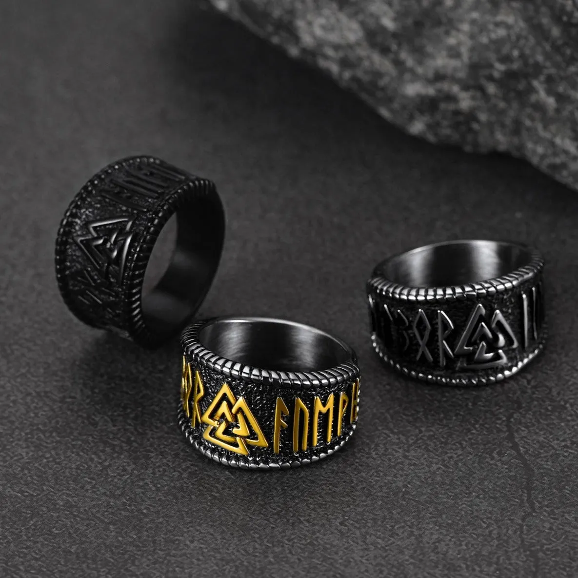 Norse Viking Valknut Ring with Rune for Men sold by FaithHeart product image thumbnail 4