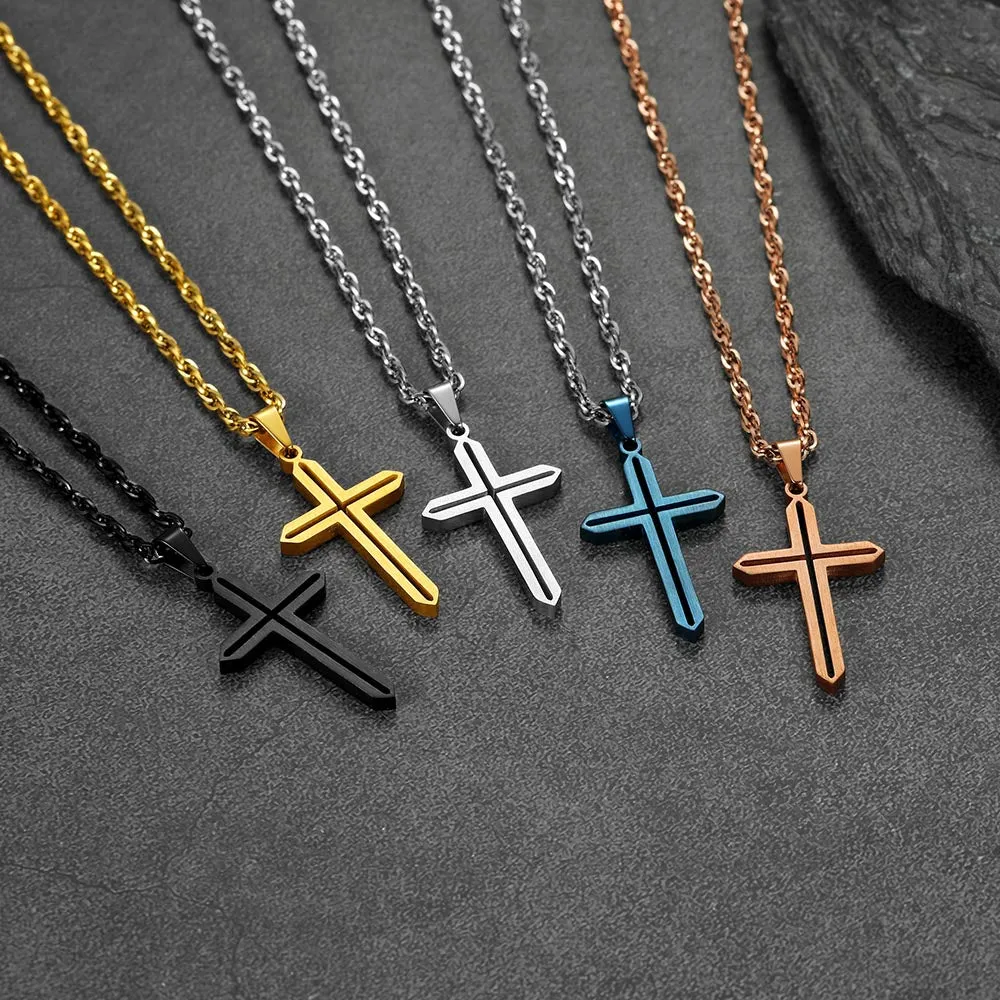 Minimalist Simple Cross Necklace For Men sold by FaithHeart product image thumbnail 3