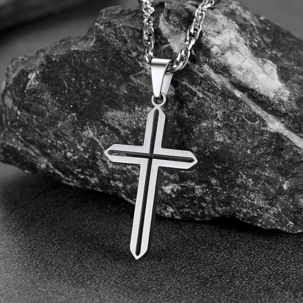 Minimalist Simple Cross Necklace For Men sold by FaithHeart product image thumbnail 4